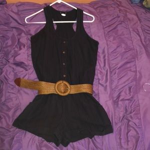 Dark Blue Romper with Tan Belt Size M